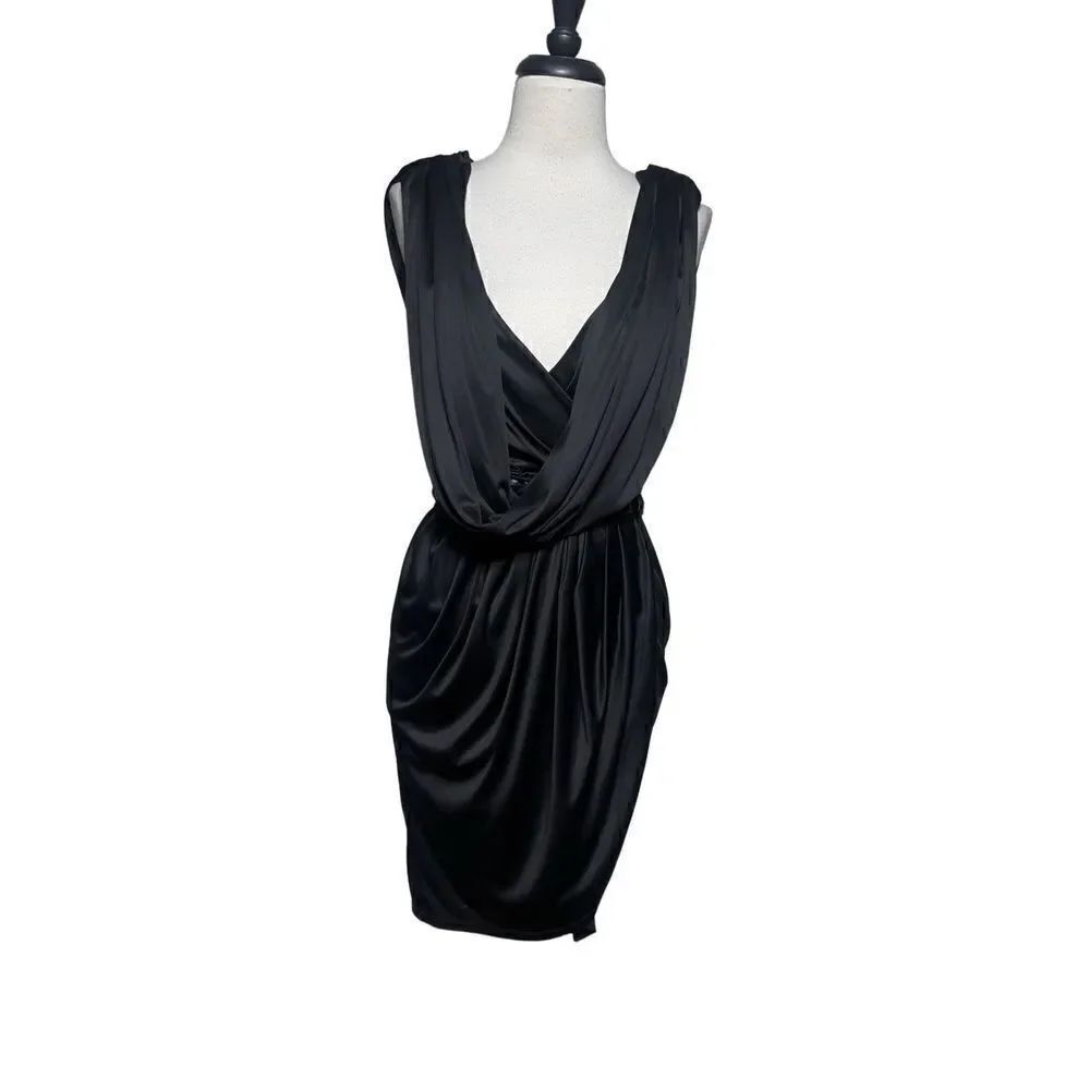 Rachel Roy Sleeveless Black Toga Style Mini Dress Size Small
